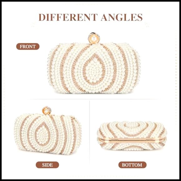 Beaded Clutch Evening Bag Formal Wedding Rhinestone Purse Elegant